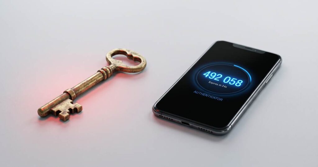 Jelszó és kétfaktoros hitelesítés - kulcs és telefon